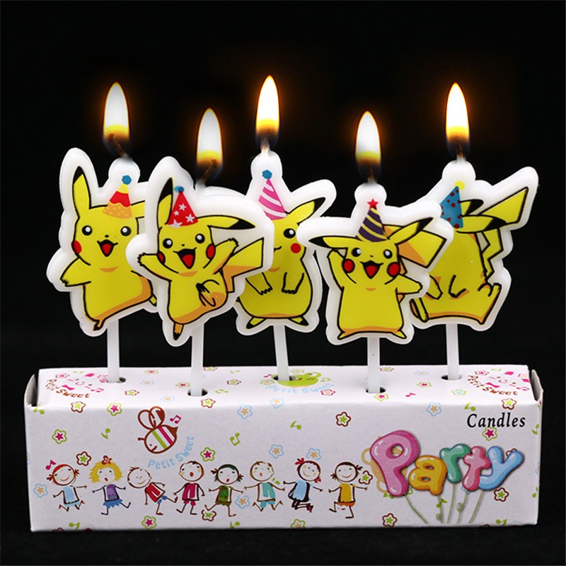 Candle Surprise - 5 stks/partij Pokemon Verjaardagstaart Kaars Kids