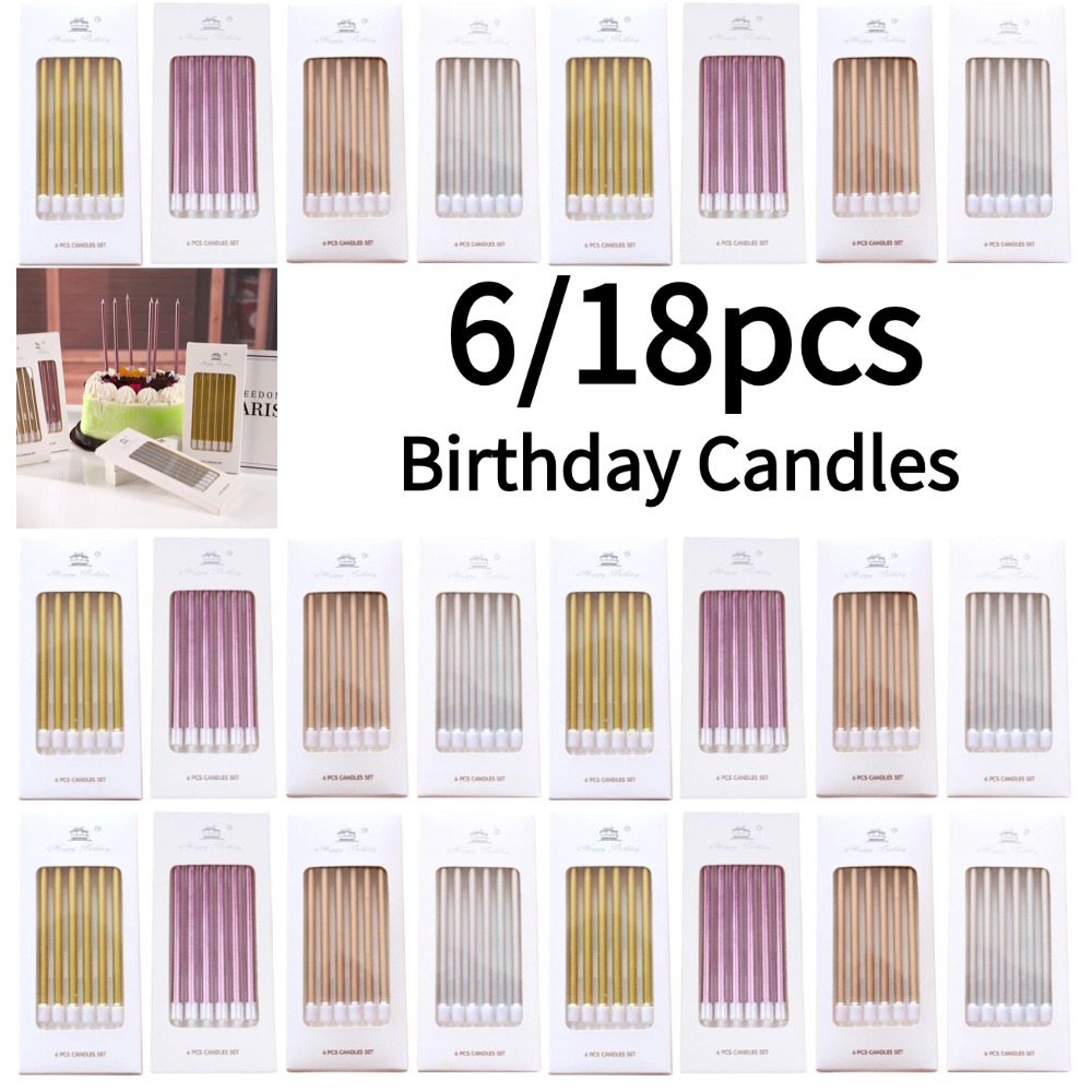 Candle Supplies Free Shipping - 6/18 stks Metaal Goud Zilver Verjaardag