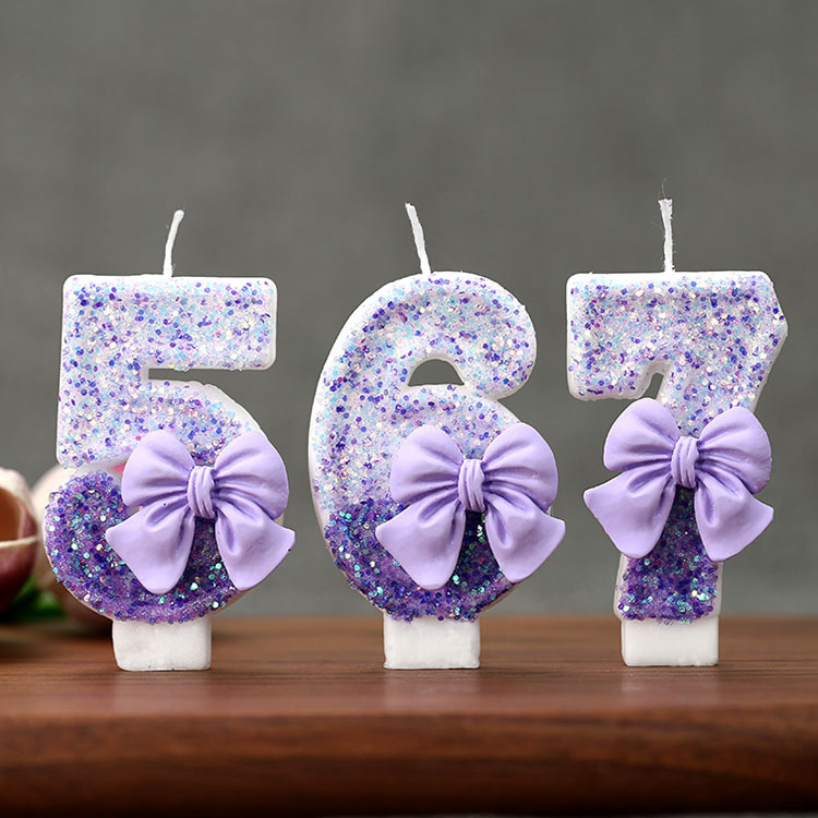 Candle Supplies Free Shipping - Creatieve Glitter Geleidelijk Verloopende Paarse Strik